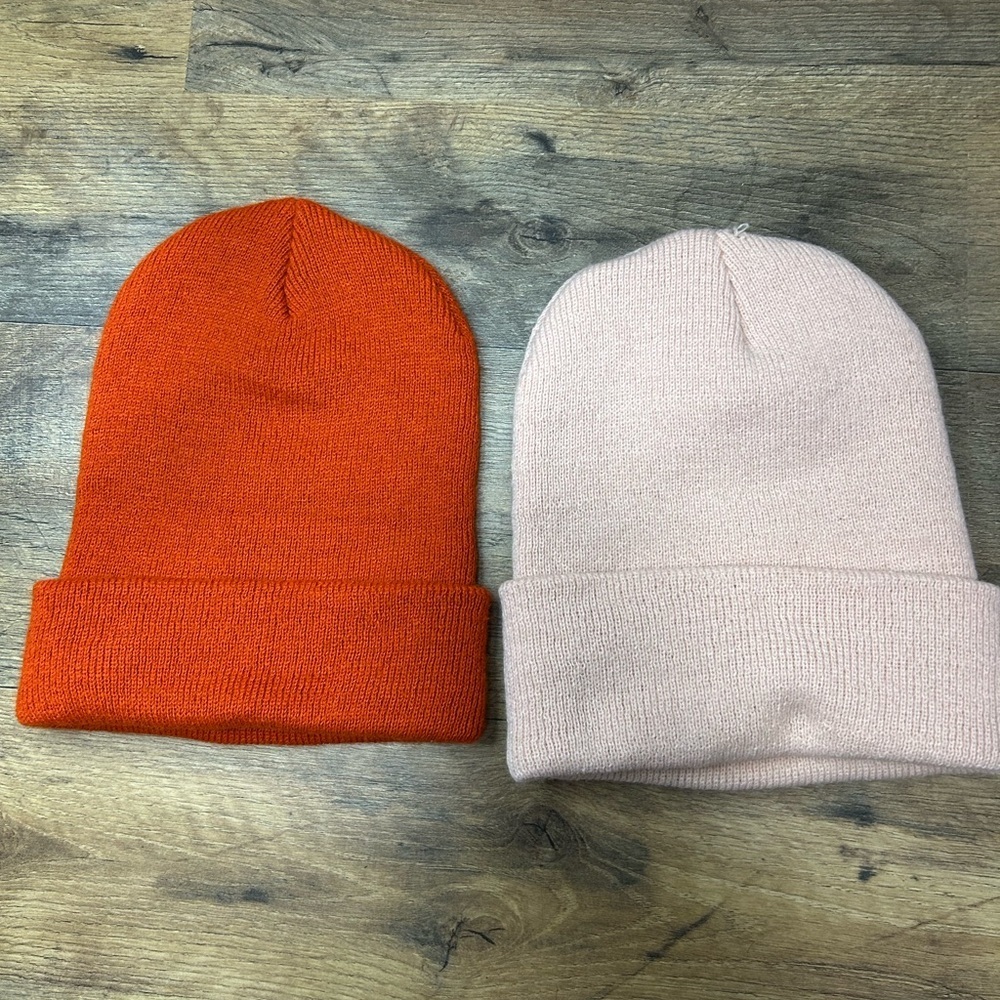 Carhartt Women’s Beanie Duo - Vibrant Orange and Soft Pink - Picture 4 of 5